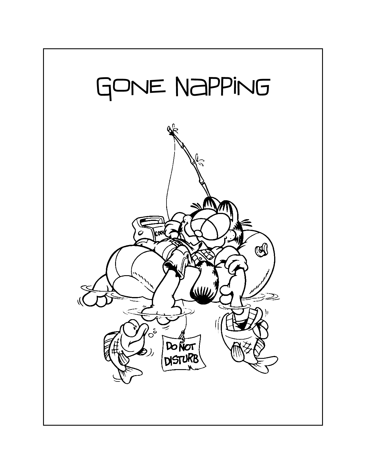 Garfield Fishing Coloring Page