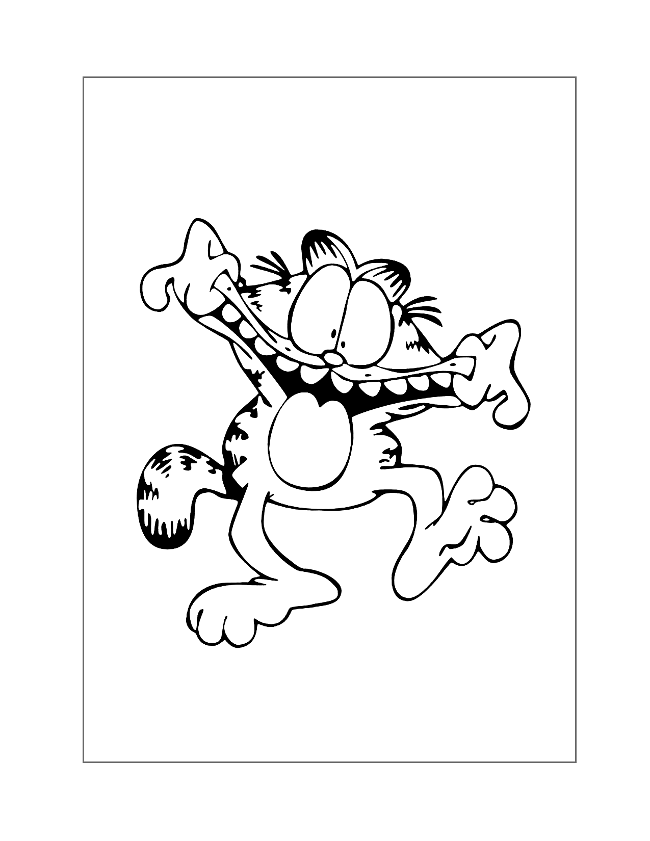 Garfield Making A Funny Face Coloring Page 1