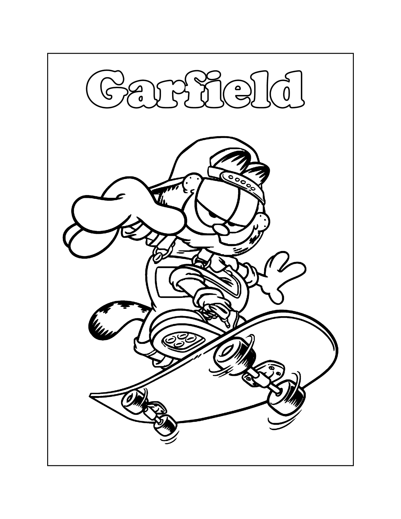 Garfield Skateboarding Coloring Pages