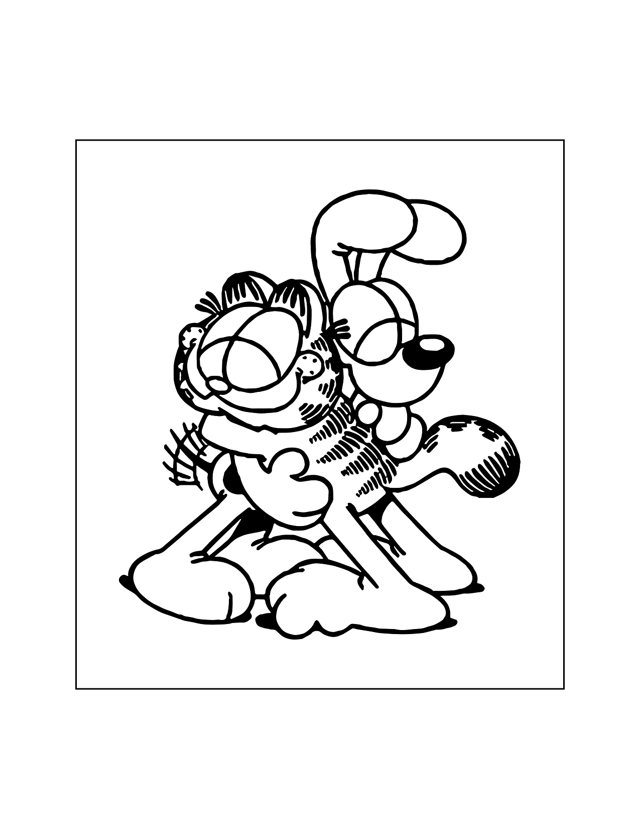 Garfield And Odie Hugging Coloring Page