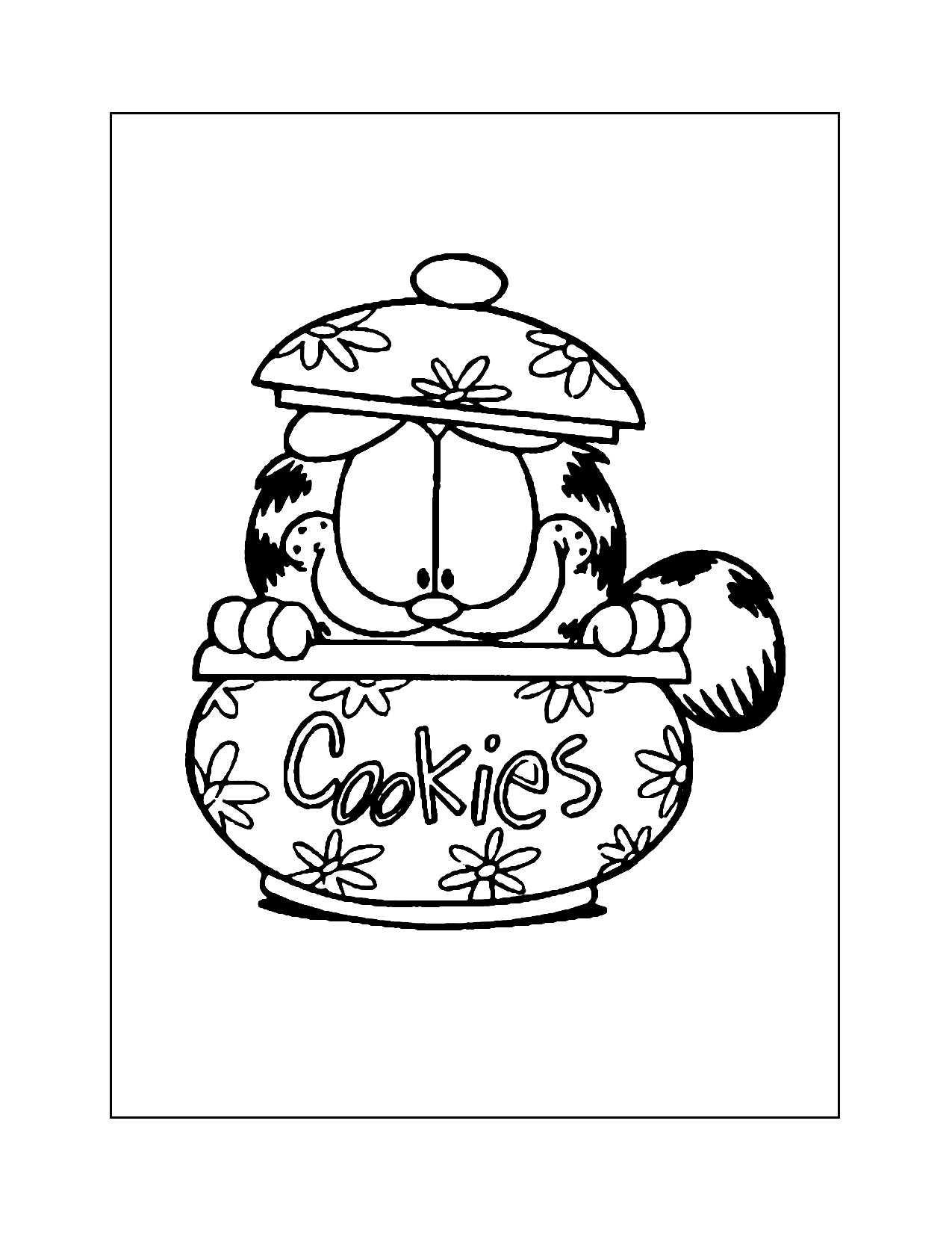 Garfield In The Cookie Jar Coloring Page