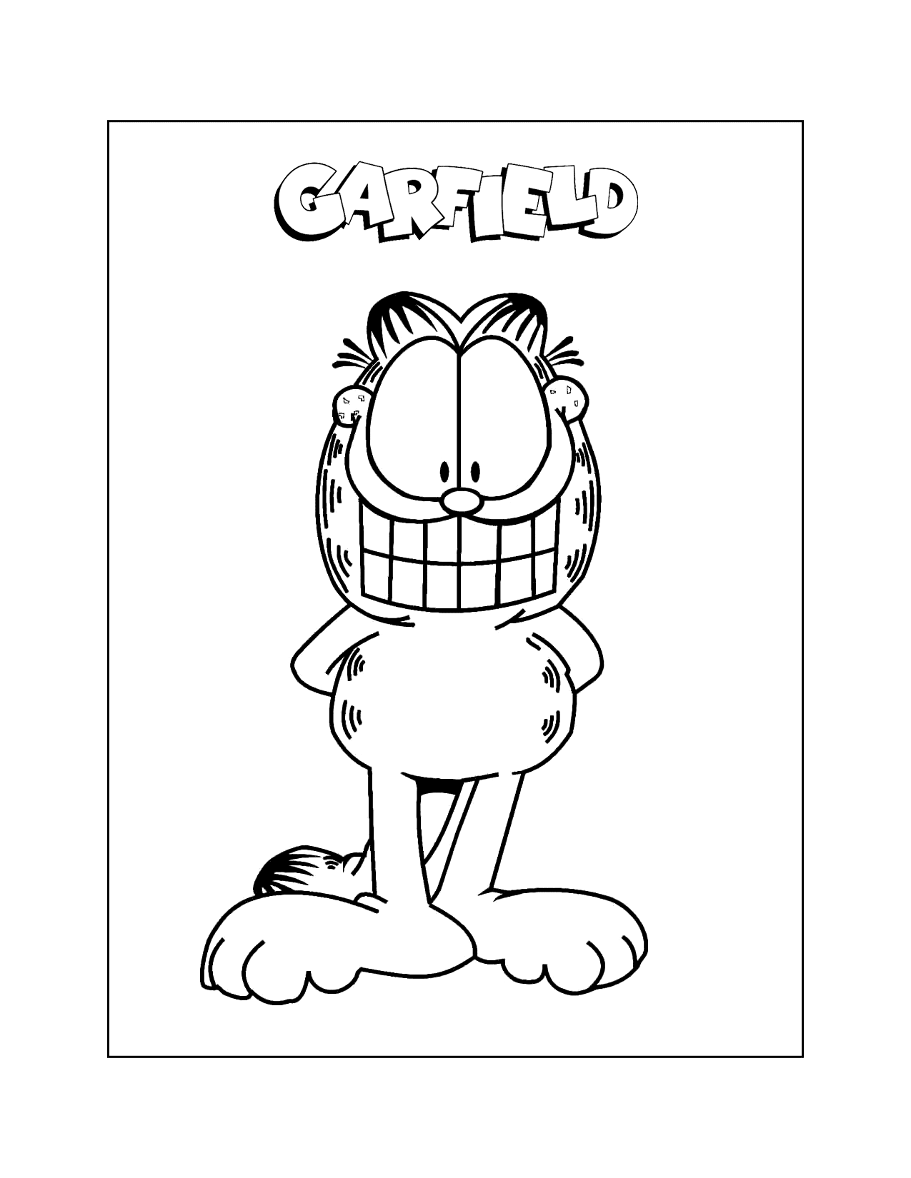Garfield With A Big Smile Coloring Page