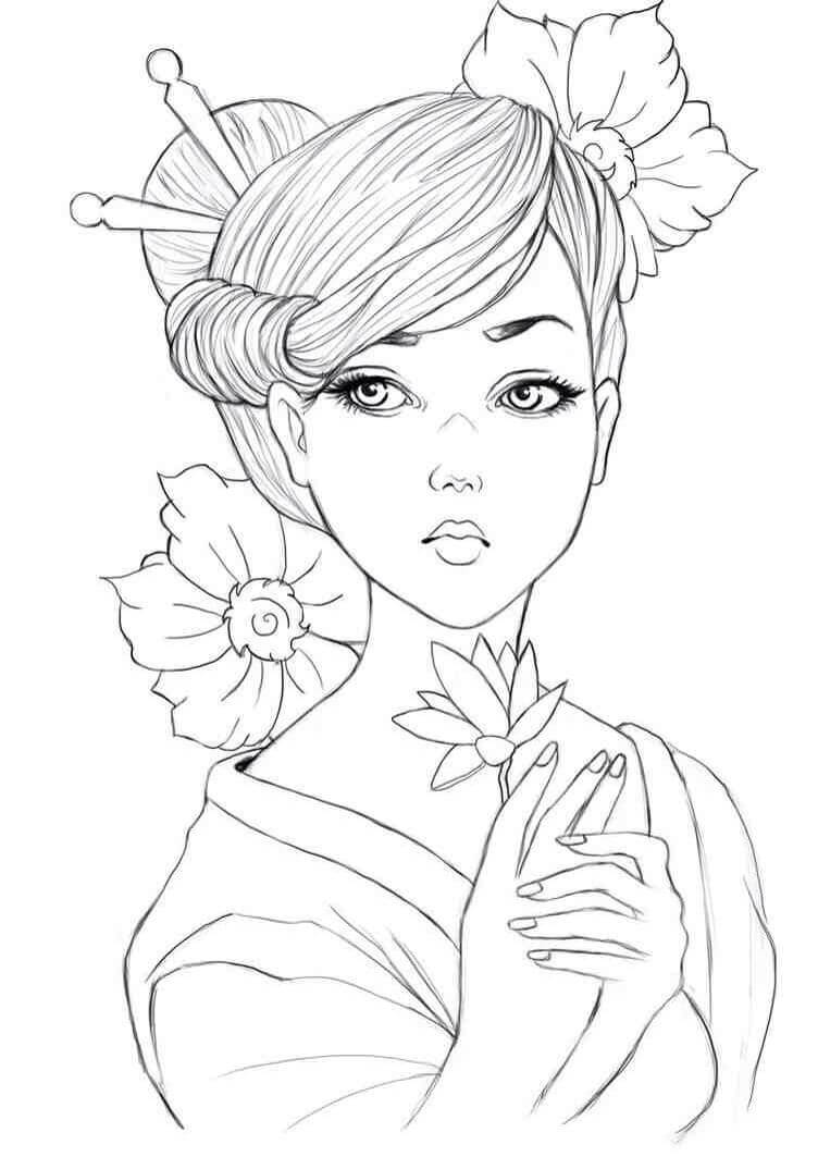Geisha Girl Coloring Pages