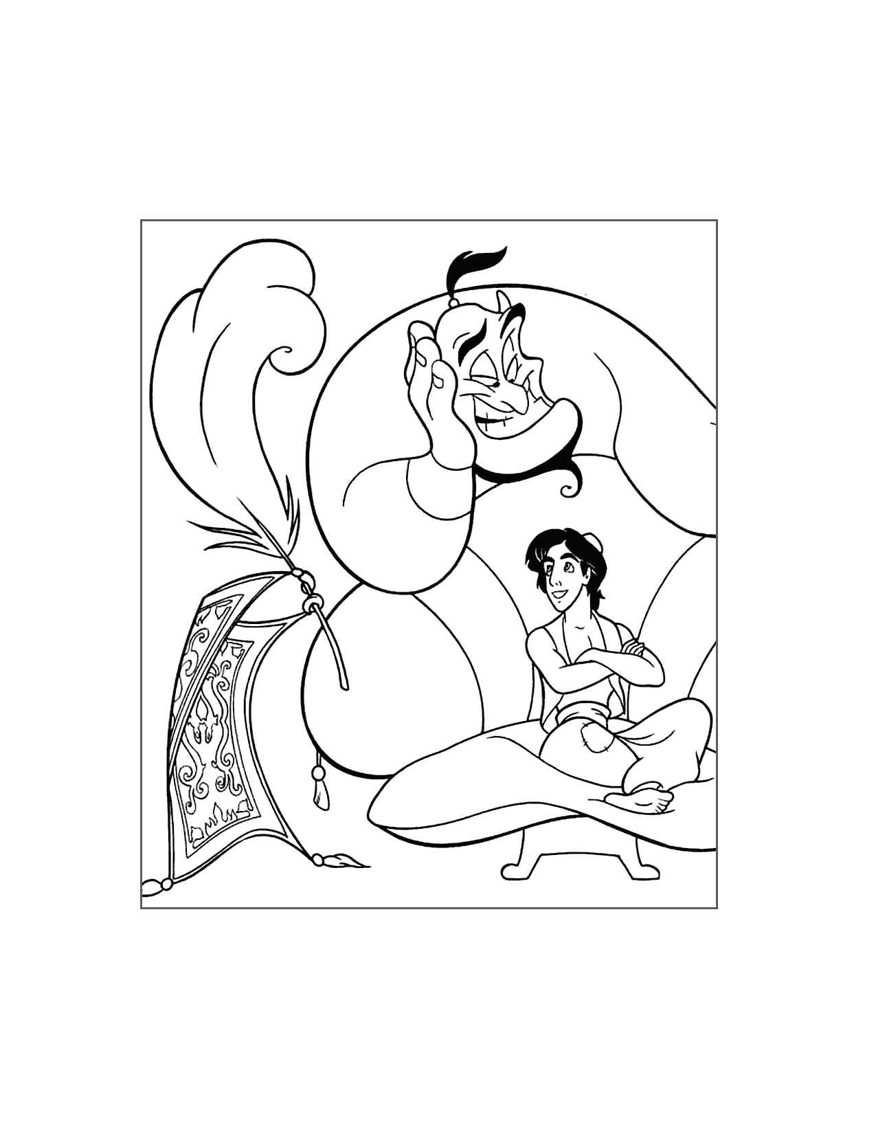 Genie And Aladdin Coloring Page
