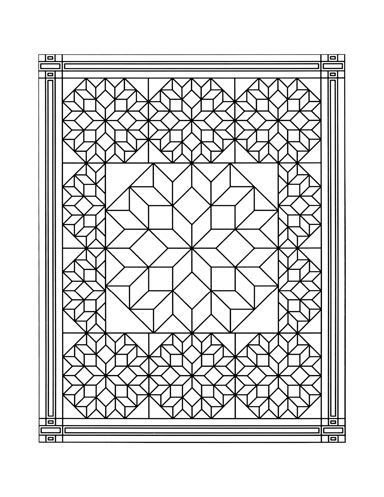 Geometric Quilt Coloring Page