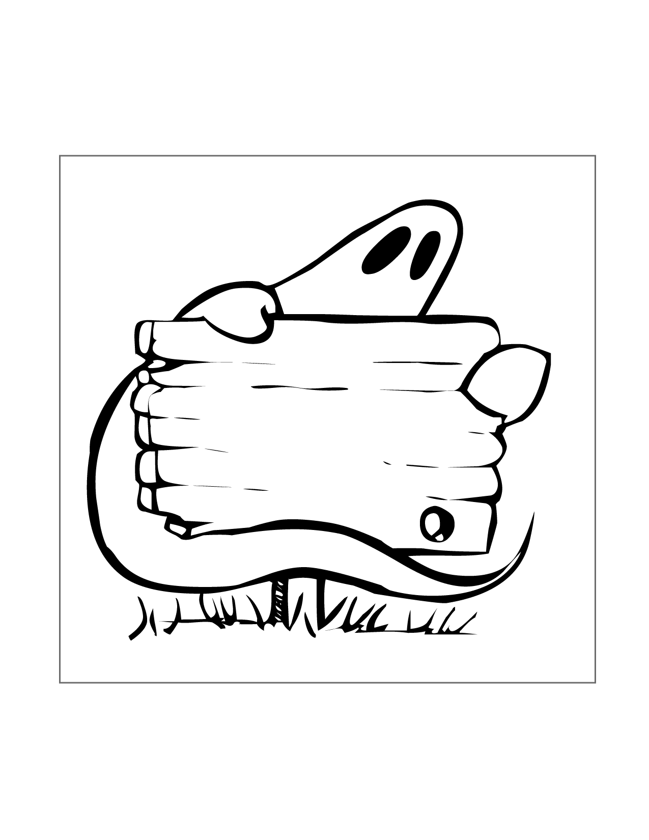 Ghost Behind Sign Coloring Page
