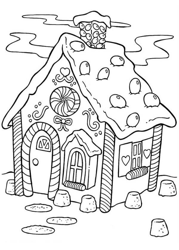 Gingerbread House Candy Coloring Pages