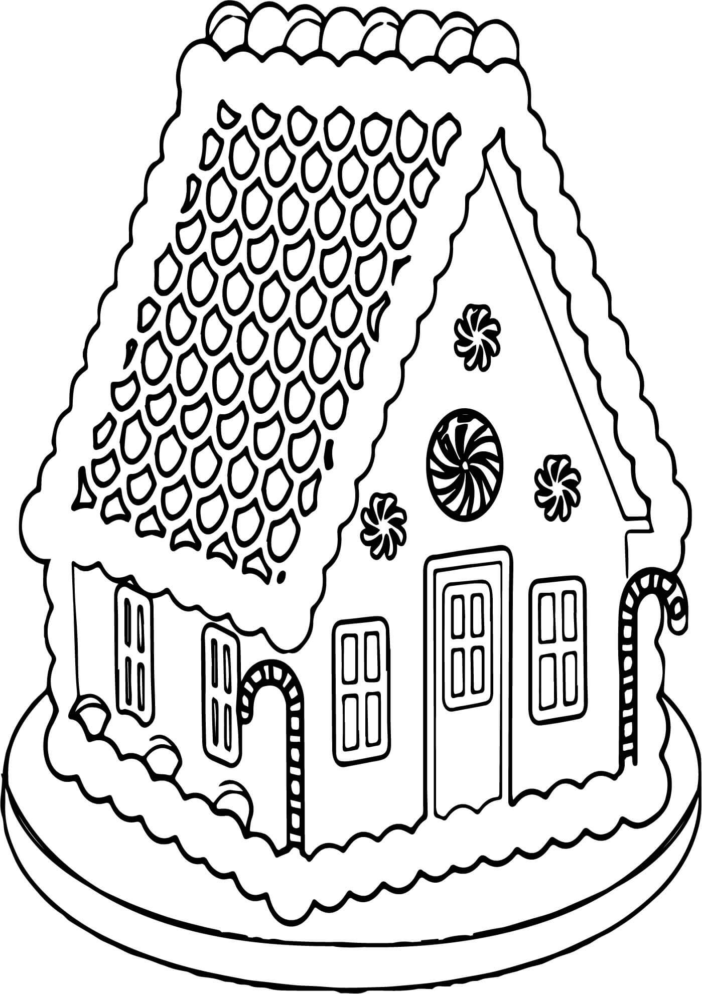 Gingerbread House Coloring Page For Christmas
