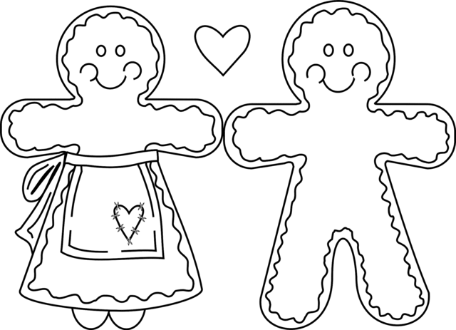 Gingerbread Man and Woman Coloring Page