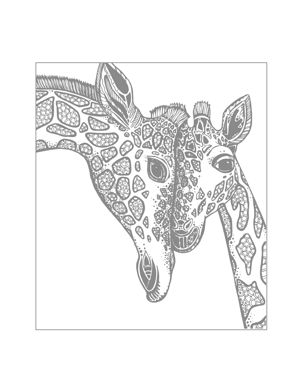 Giraffe Love Traceable Coloring Page