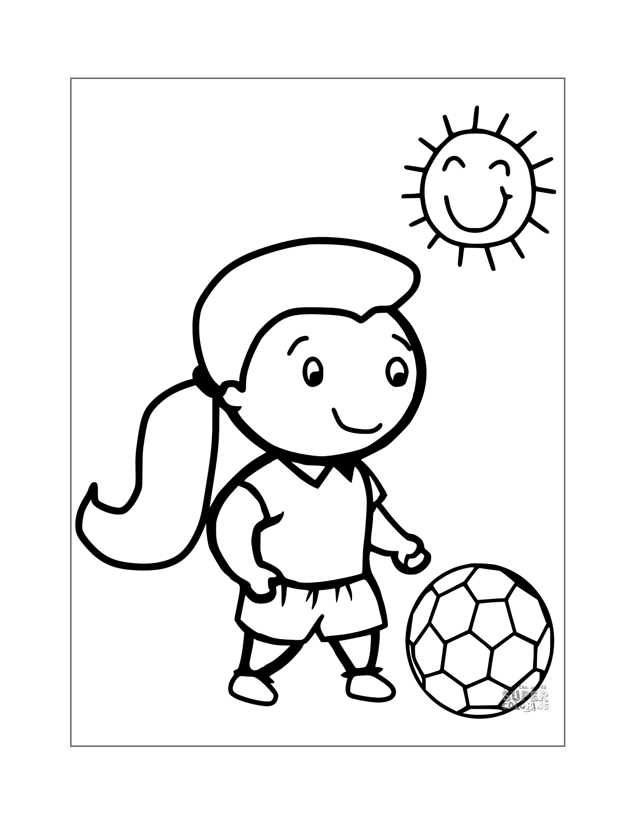 Girl Playing Soccer Coloring Page
