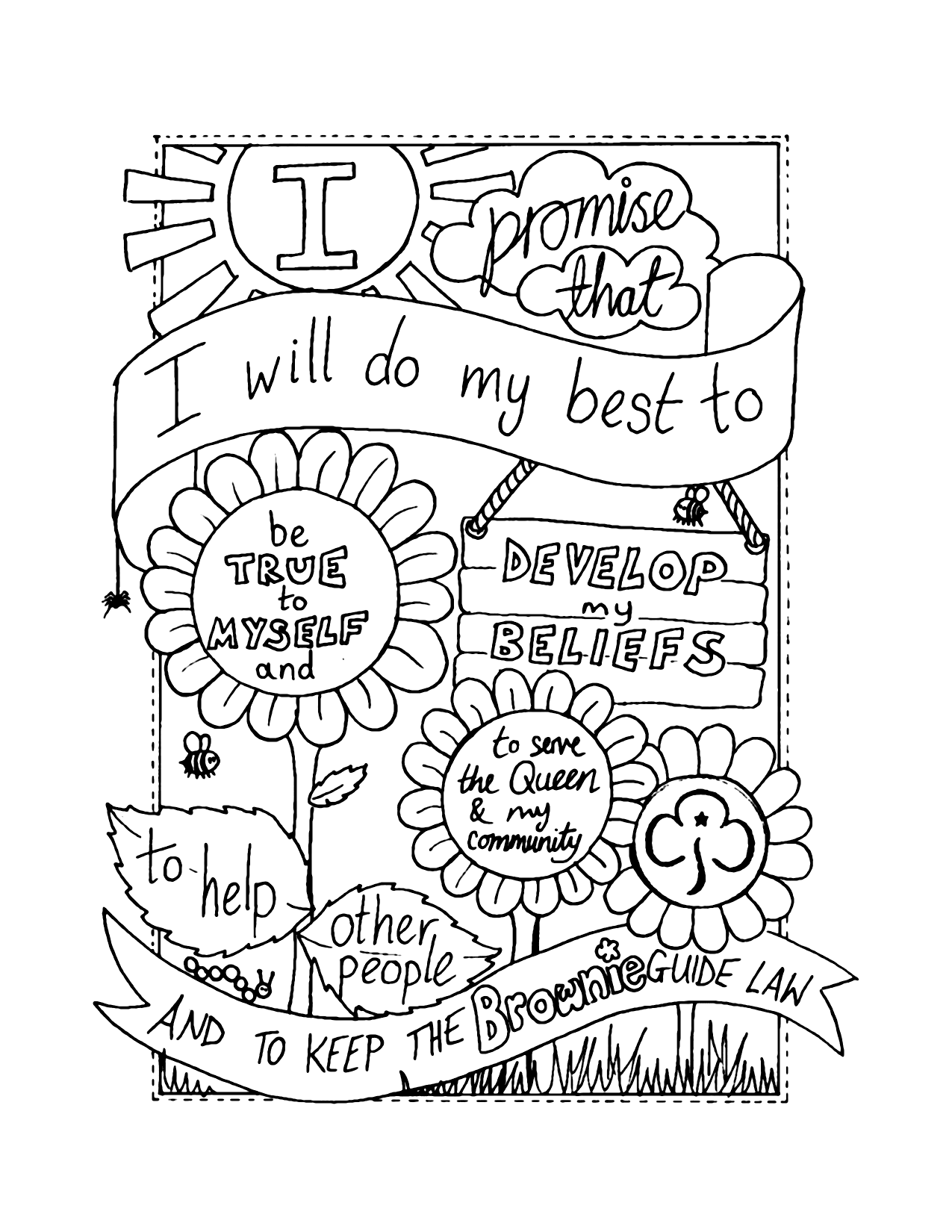 Girl Scout Brownie Promise Coloring Sheet