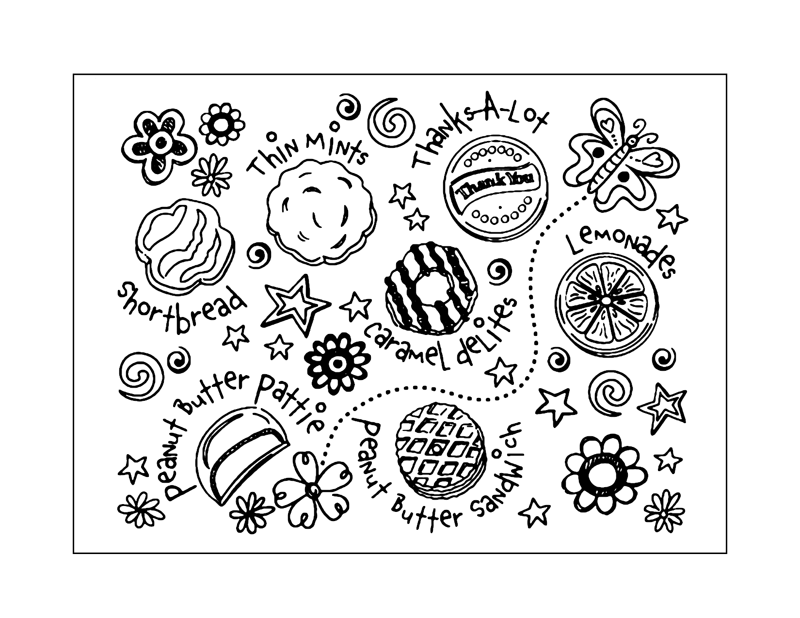Girl Scout Cookies Coloring Page