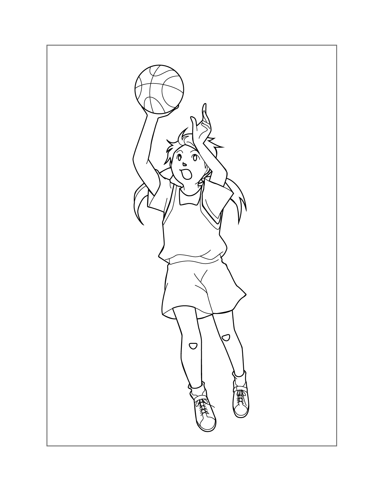 Girls Basketball Coloring Page