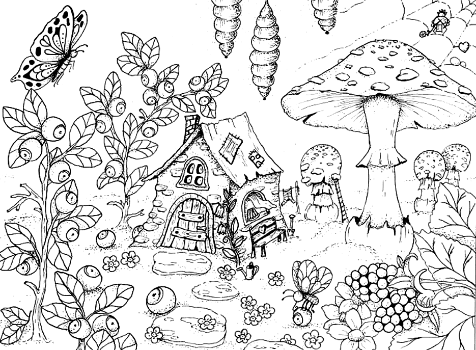 Gnome Home Coloring Page