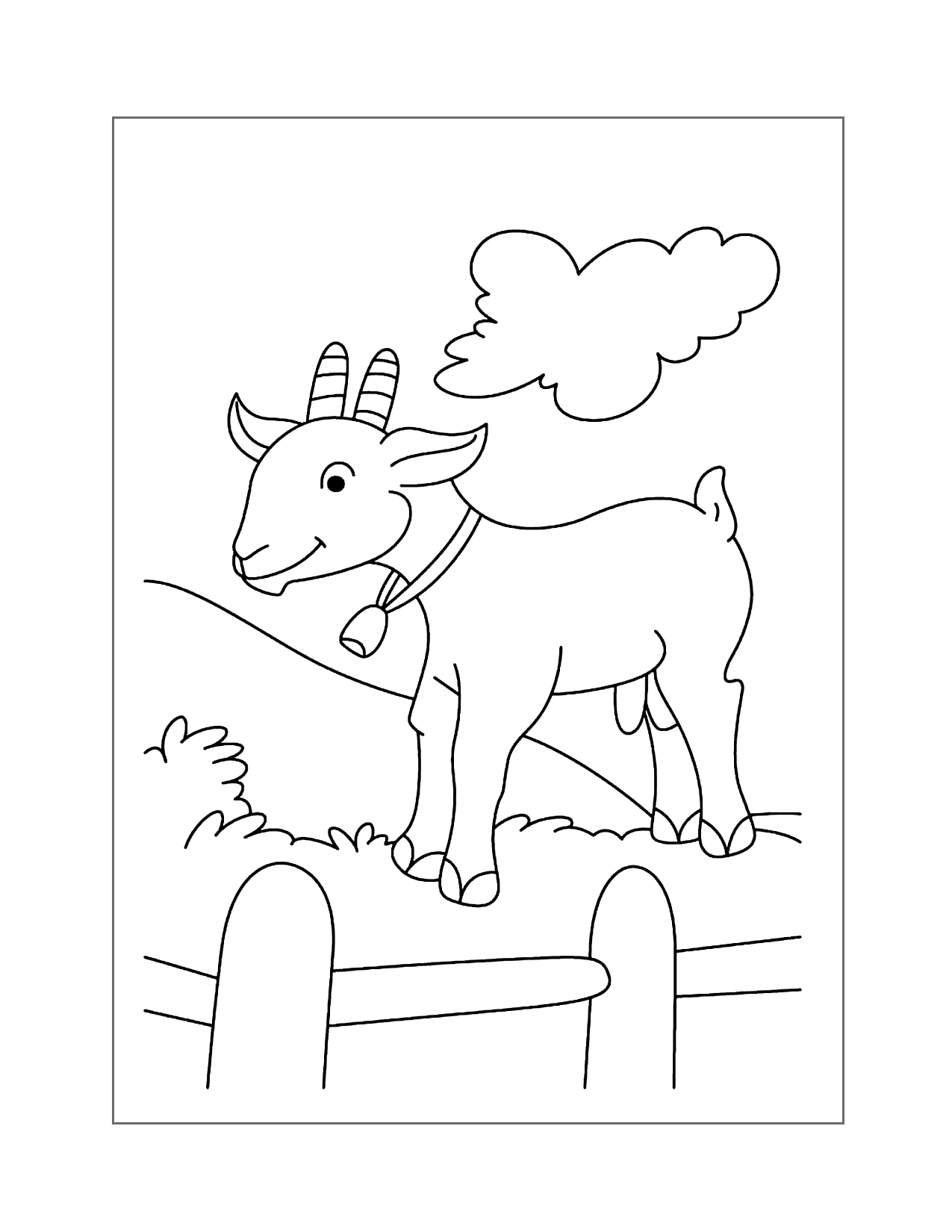Goat Behind Fence Coloring Page
