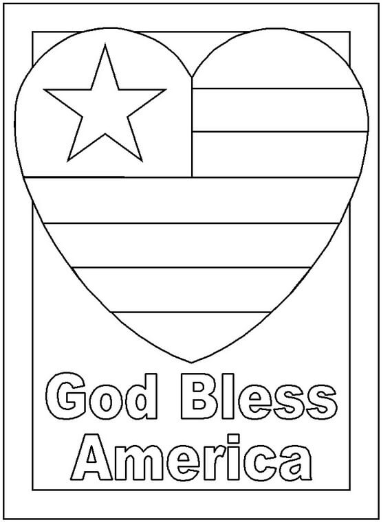 God Bless America Presidents Day Coloring Page