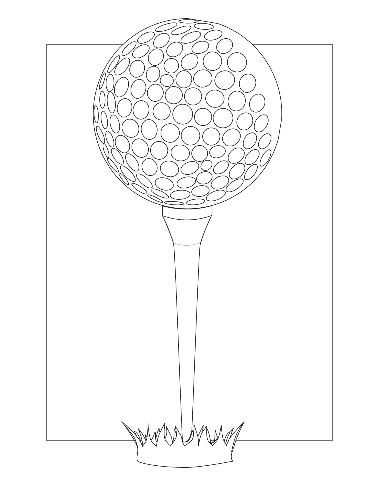 Golf Ball On A Tee Coloring Page