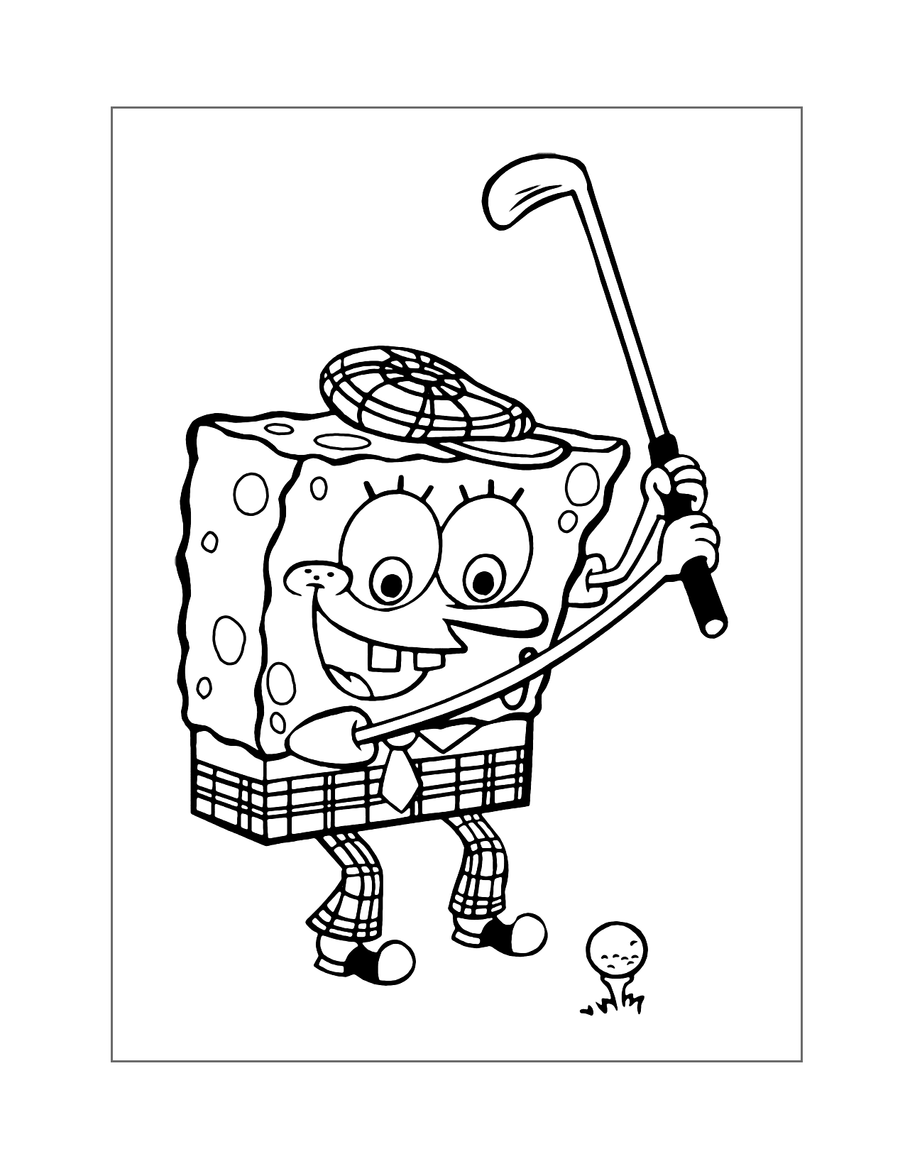 Golfer Spongebob Coloring Page