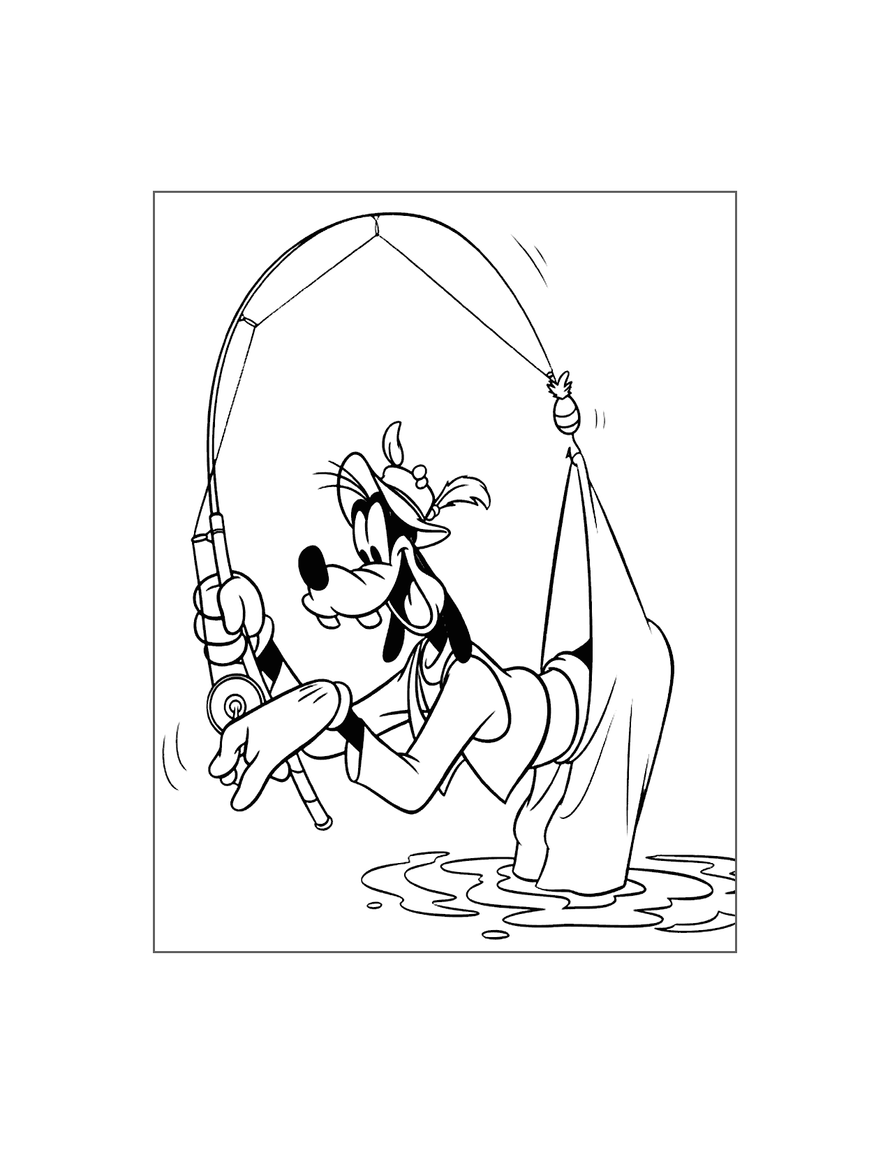 Goofy Catches Himself Coloring Page