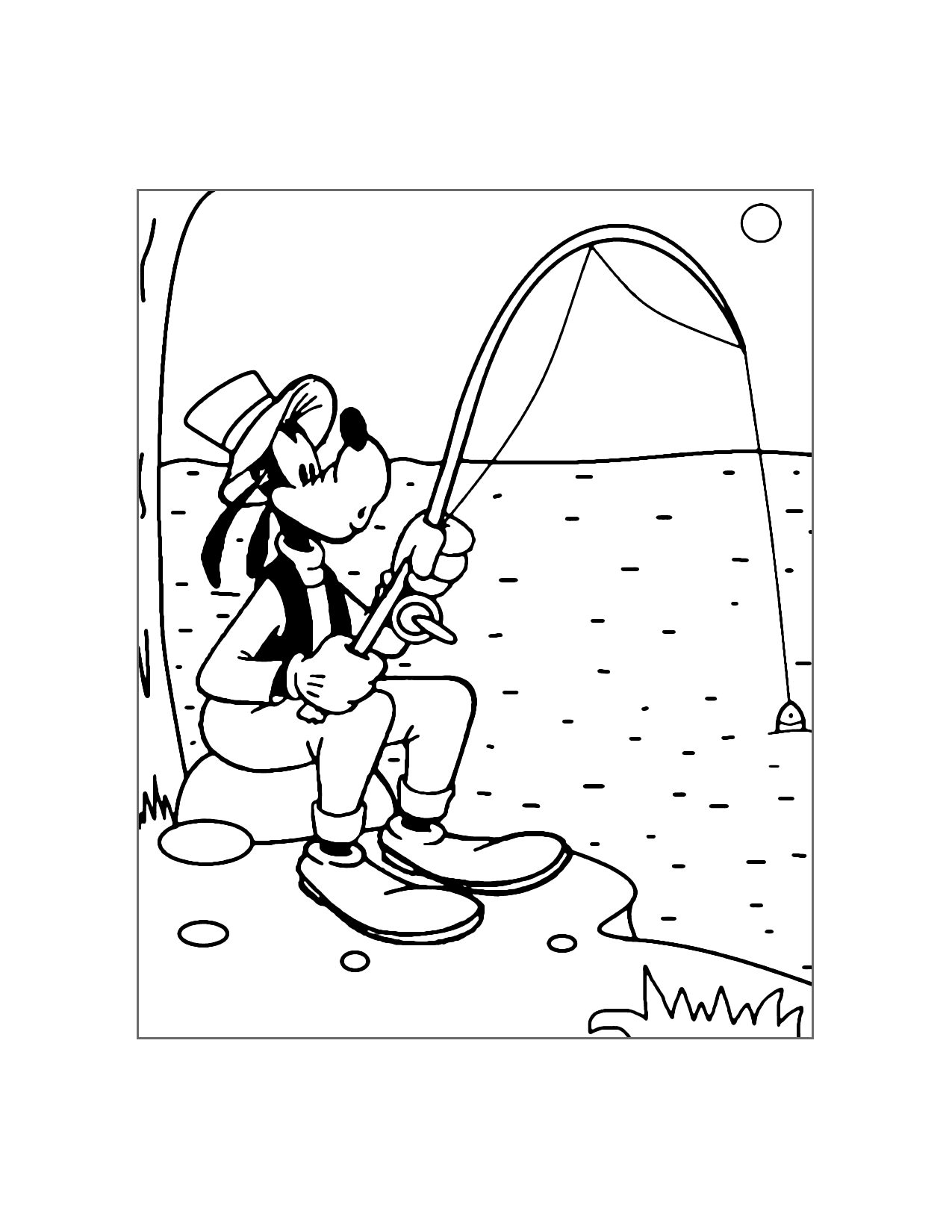 Goofy Has Gone Fishing Coloring Page