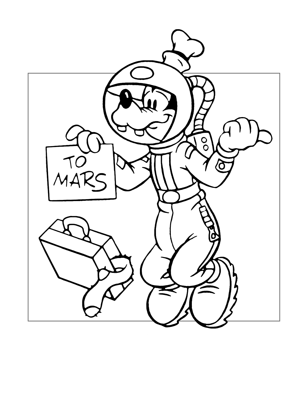 Goofy Needs A Ride To Mars Coloring Page