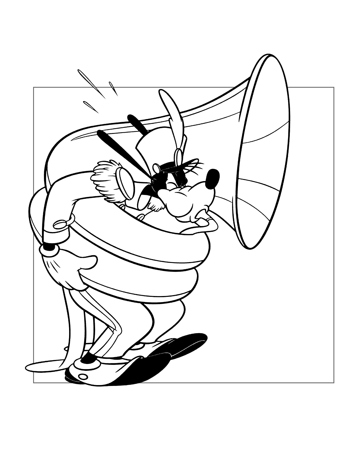 Goofy Plays The Tuba Coloring Page