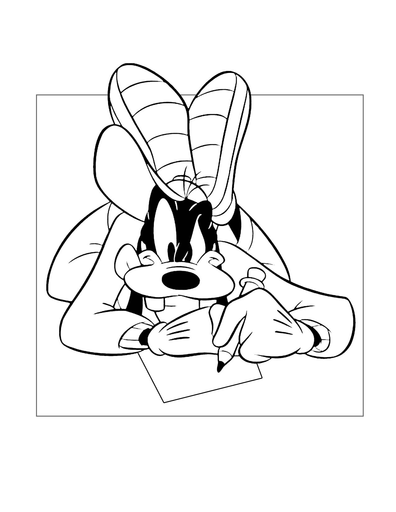 Goofy Writes A Letter Coloring Page