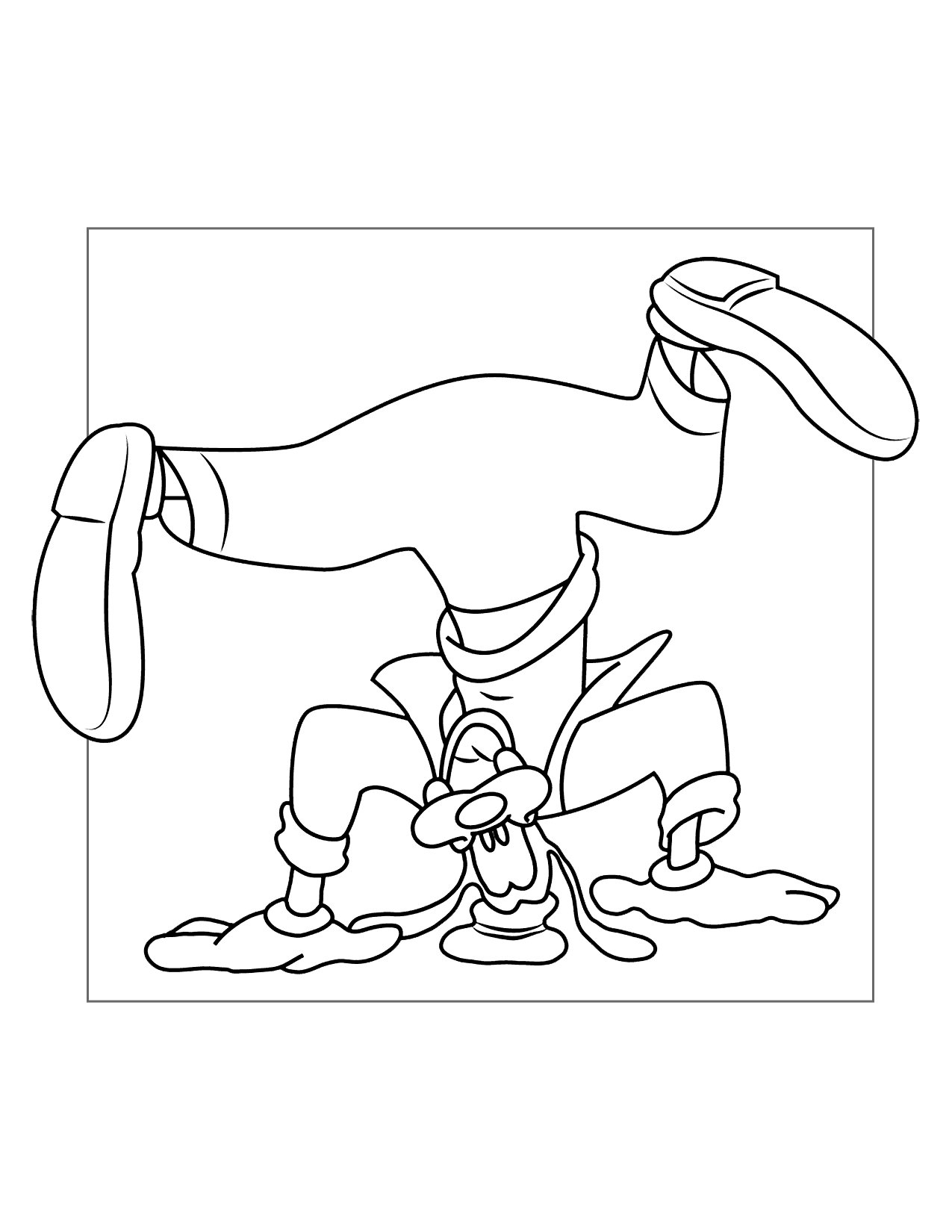 Goofy Is Upside Down Coloring Page