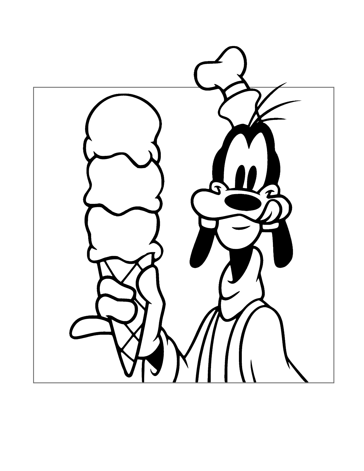 Goofys Triple Scoop Ice Cream Cone Coloring Page