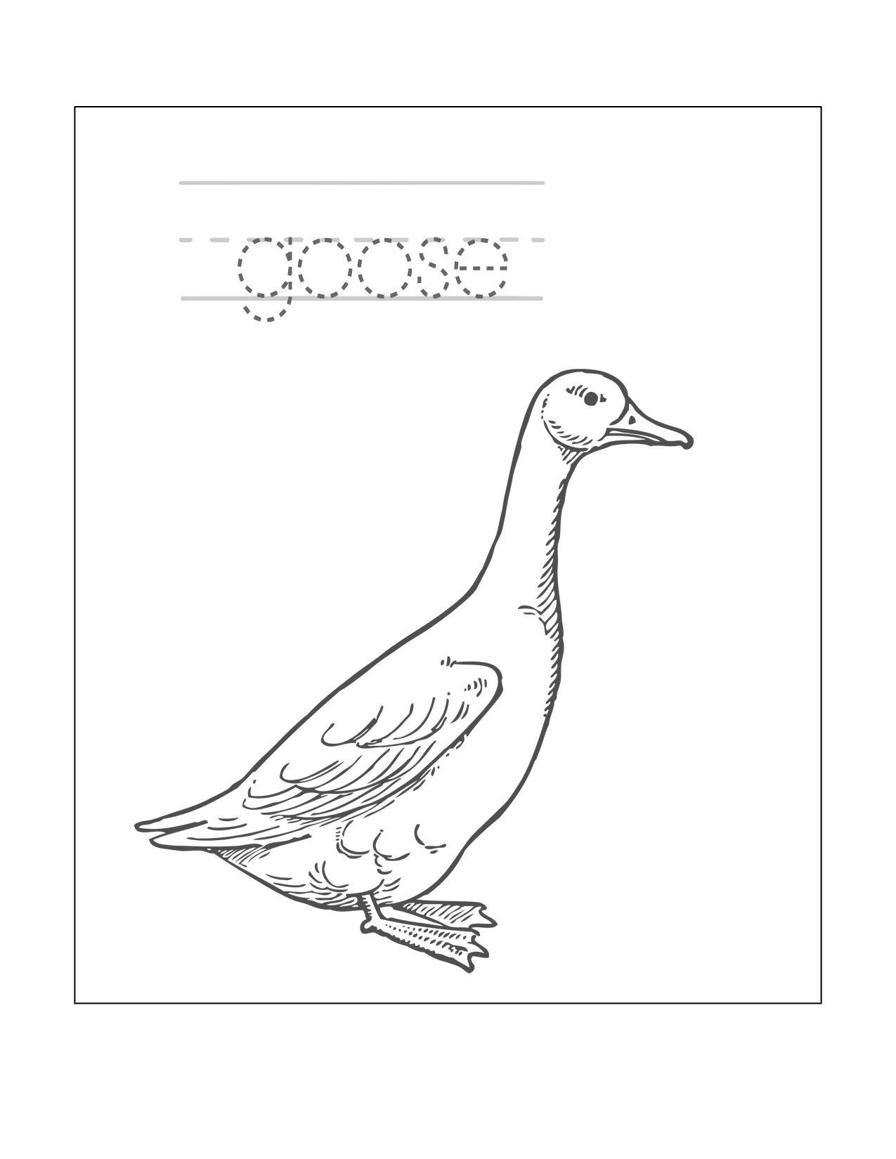 Goose Spelling Coloring Worksheet