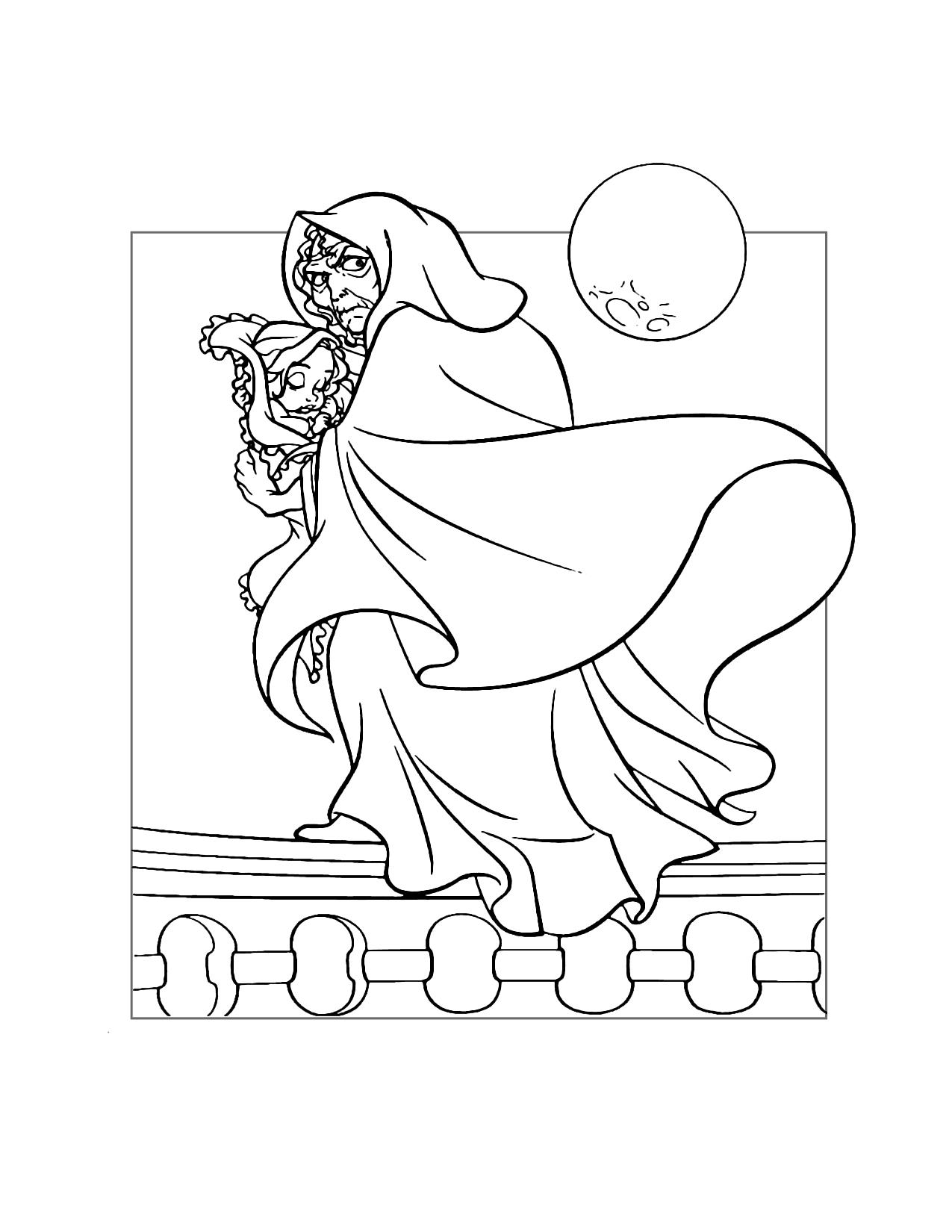 Gothel Steals Baby Rapunzel Coloring Page