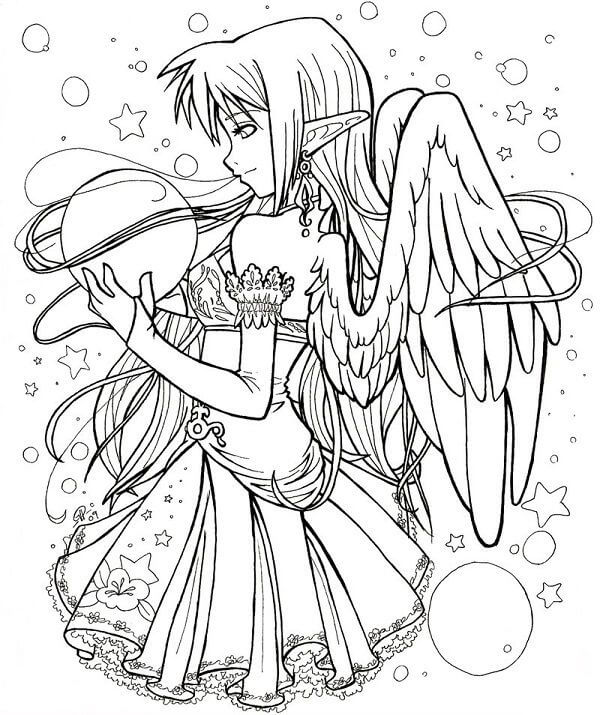 Gothic Anime Fairy Coloring Page