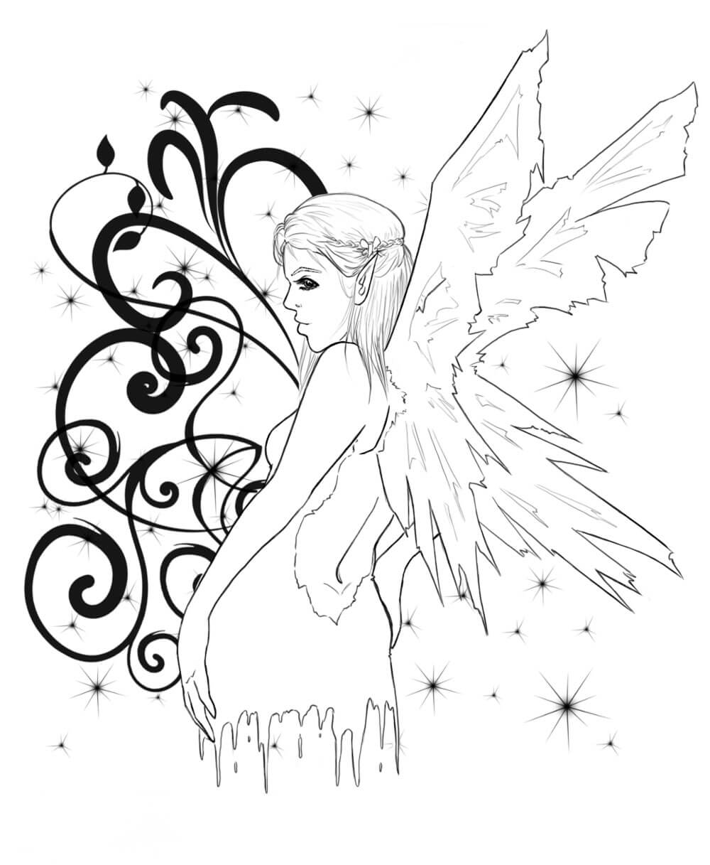 Gothic Fairy Coloring Page