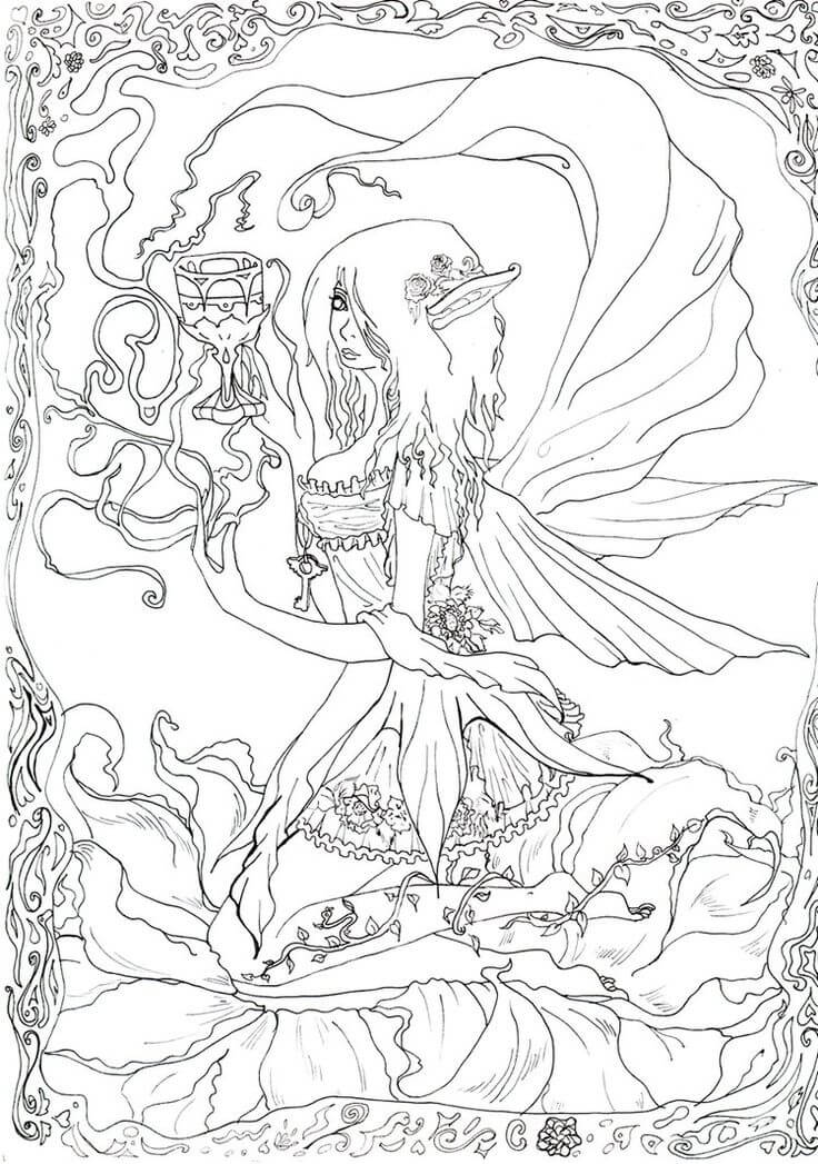 Gothic Fairy Fantasy Coloring Pages