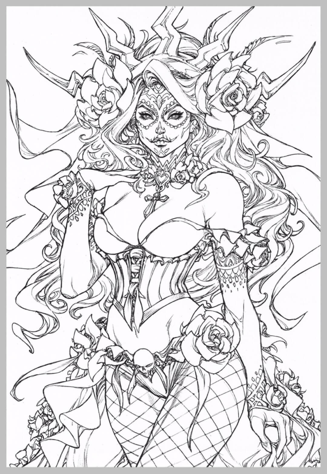 Gothic Fairy Printable Coloring Page