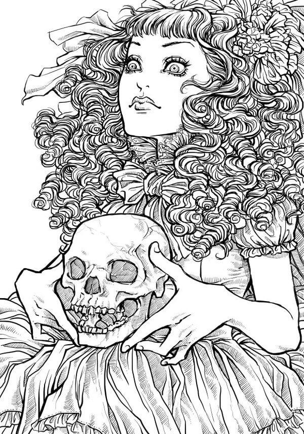 Gothic Girl Coloring Page