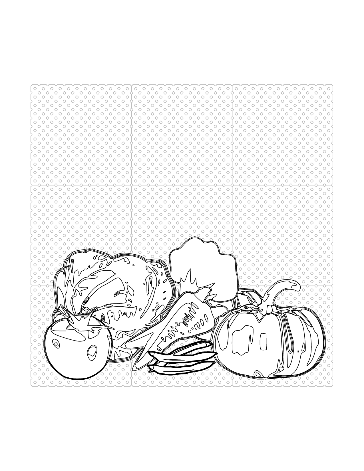 Group Of Vegetables Coloring Page