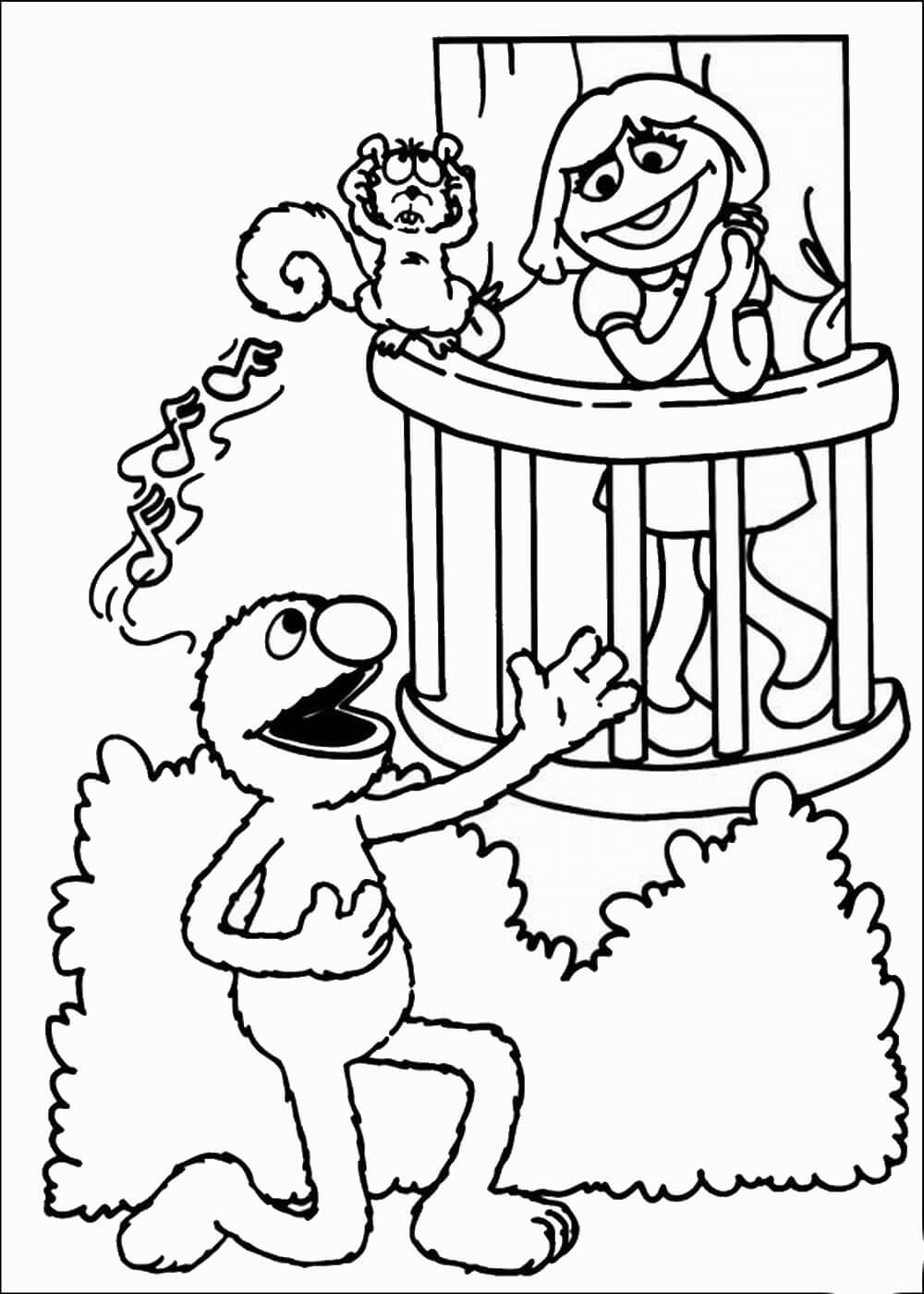 Grovers Serenade Sesame Street Coloring Pages