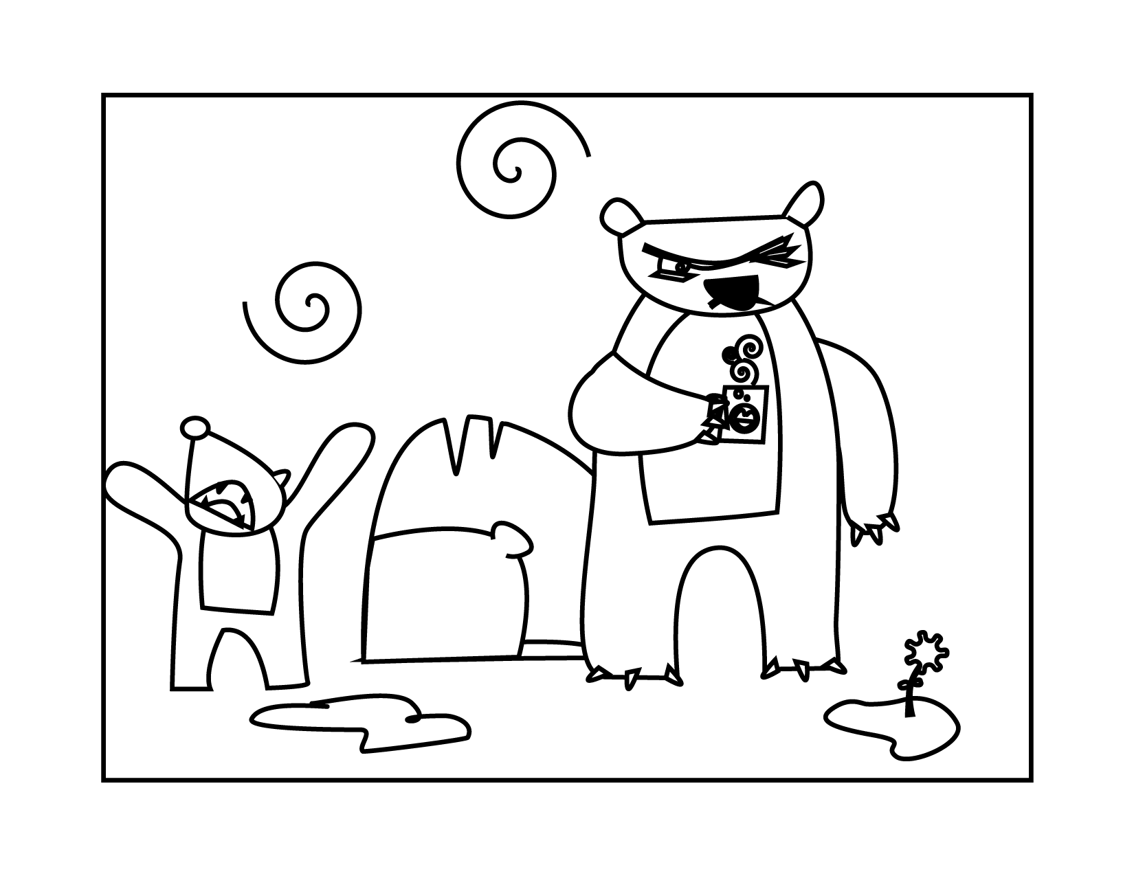 Grumpy Morning Bears Coloring Page