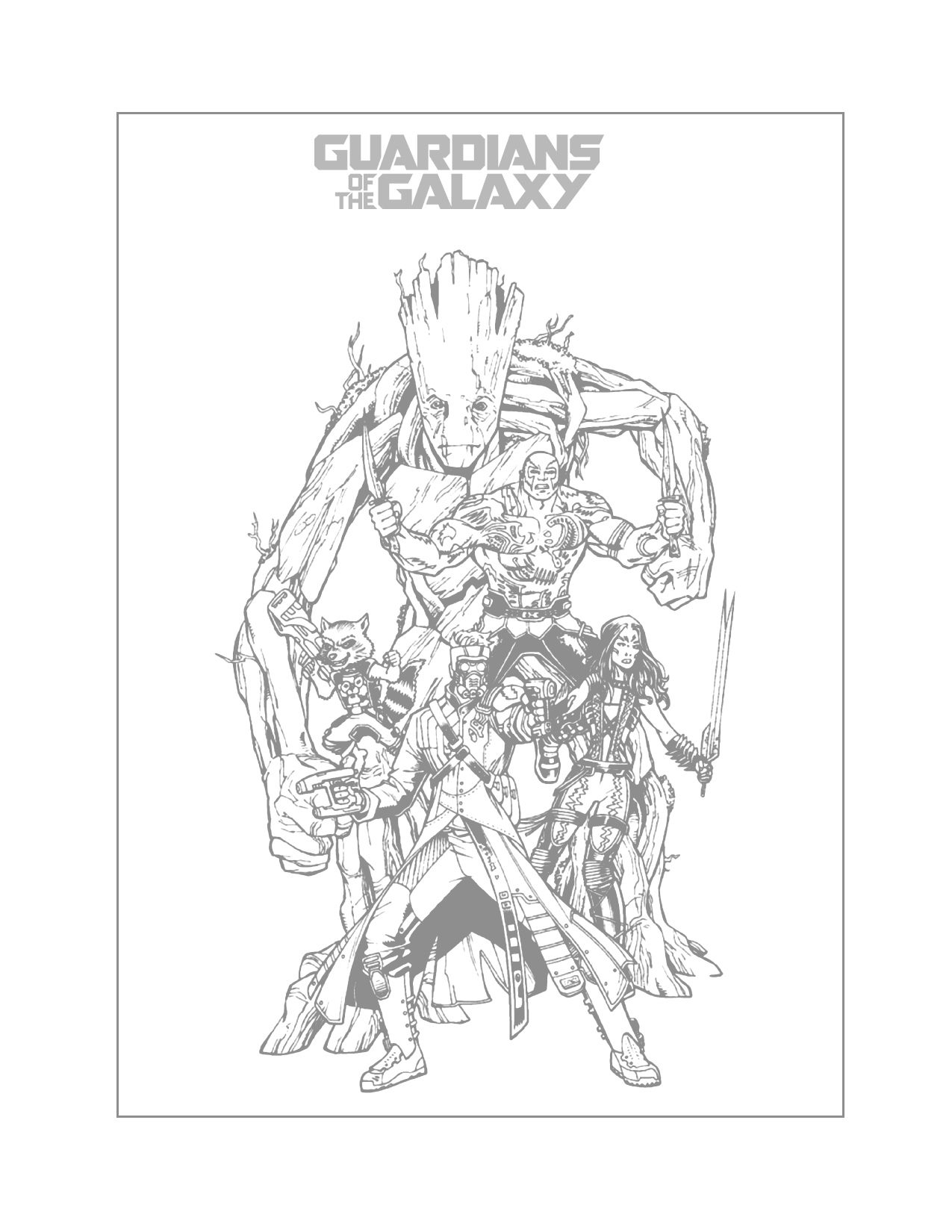 Guardians Of The Galaxy Traceable Drawing Coloring Sheet