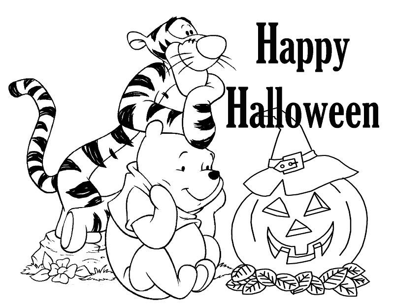 Halloween Pooh and Tigger Coloring Page
