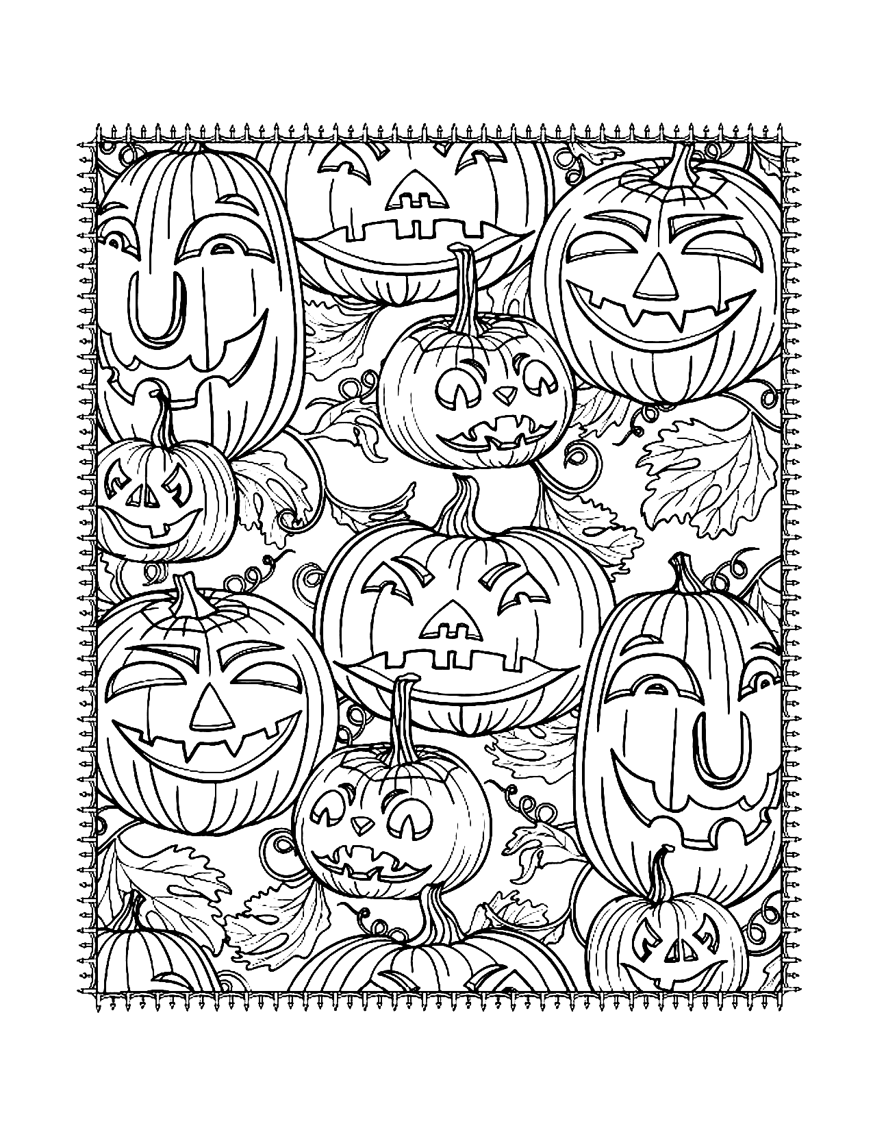 Halloween Pumpkins Coloring Page