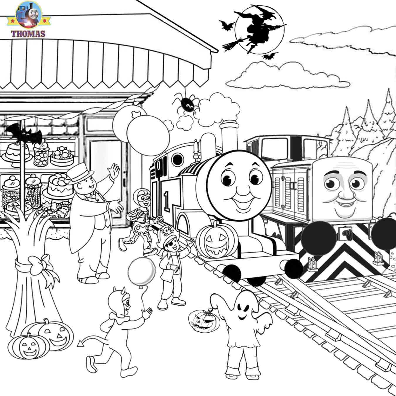 Halloween Thomas Coloring Pages