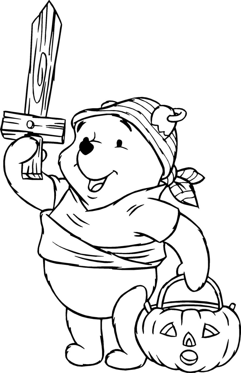 Halloween Winnie the Pooh Costume Coloring Page