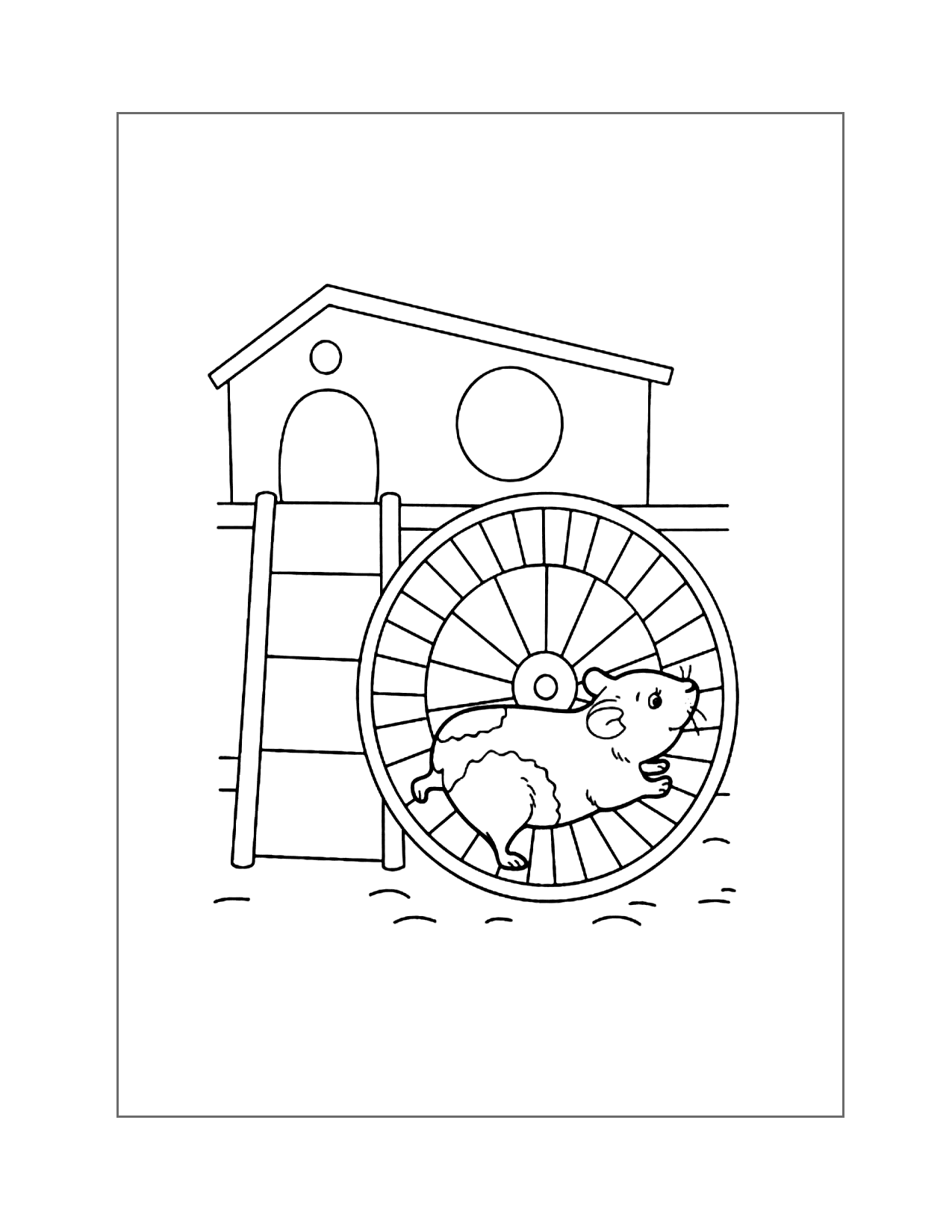 Hamster On Wheel Coloring Page