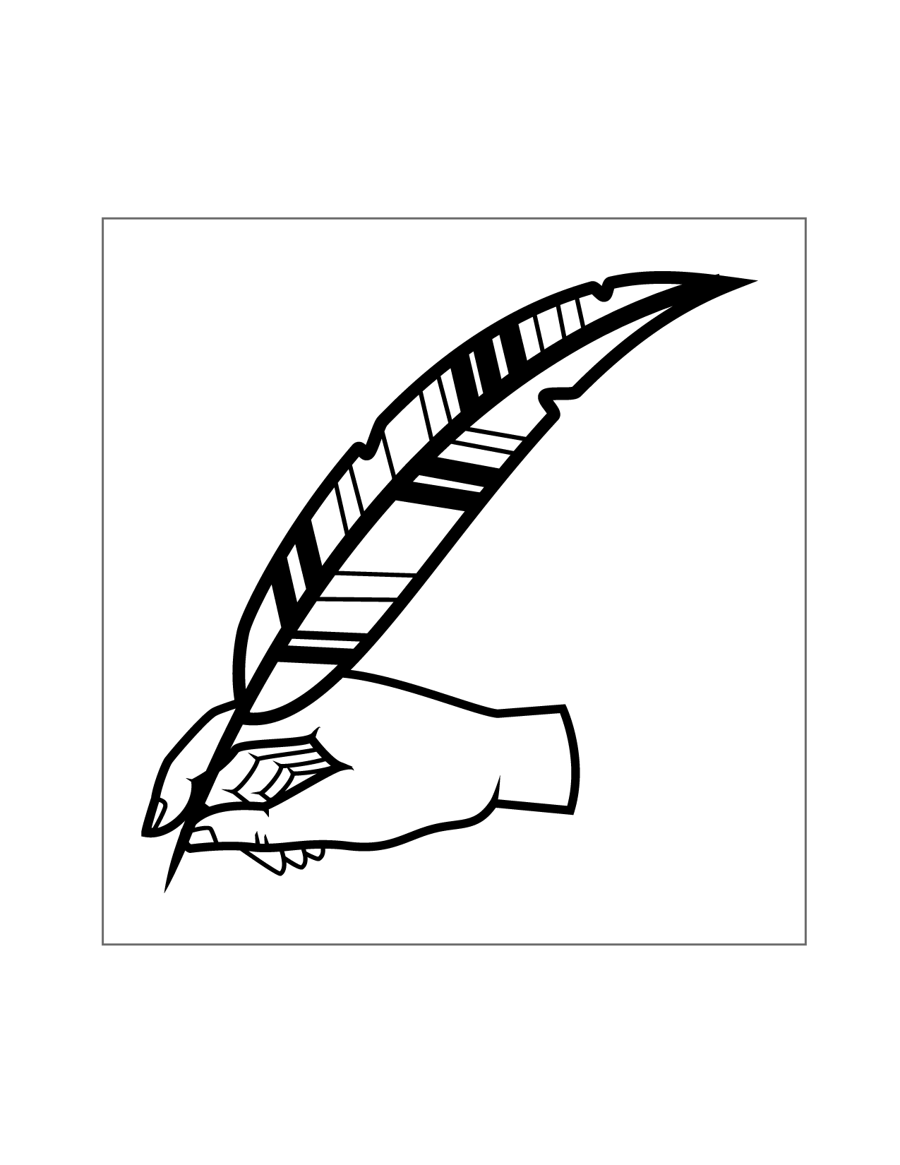 Hand Writing With Feather Quill Coloring Page