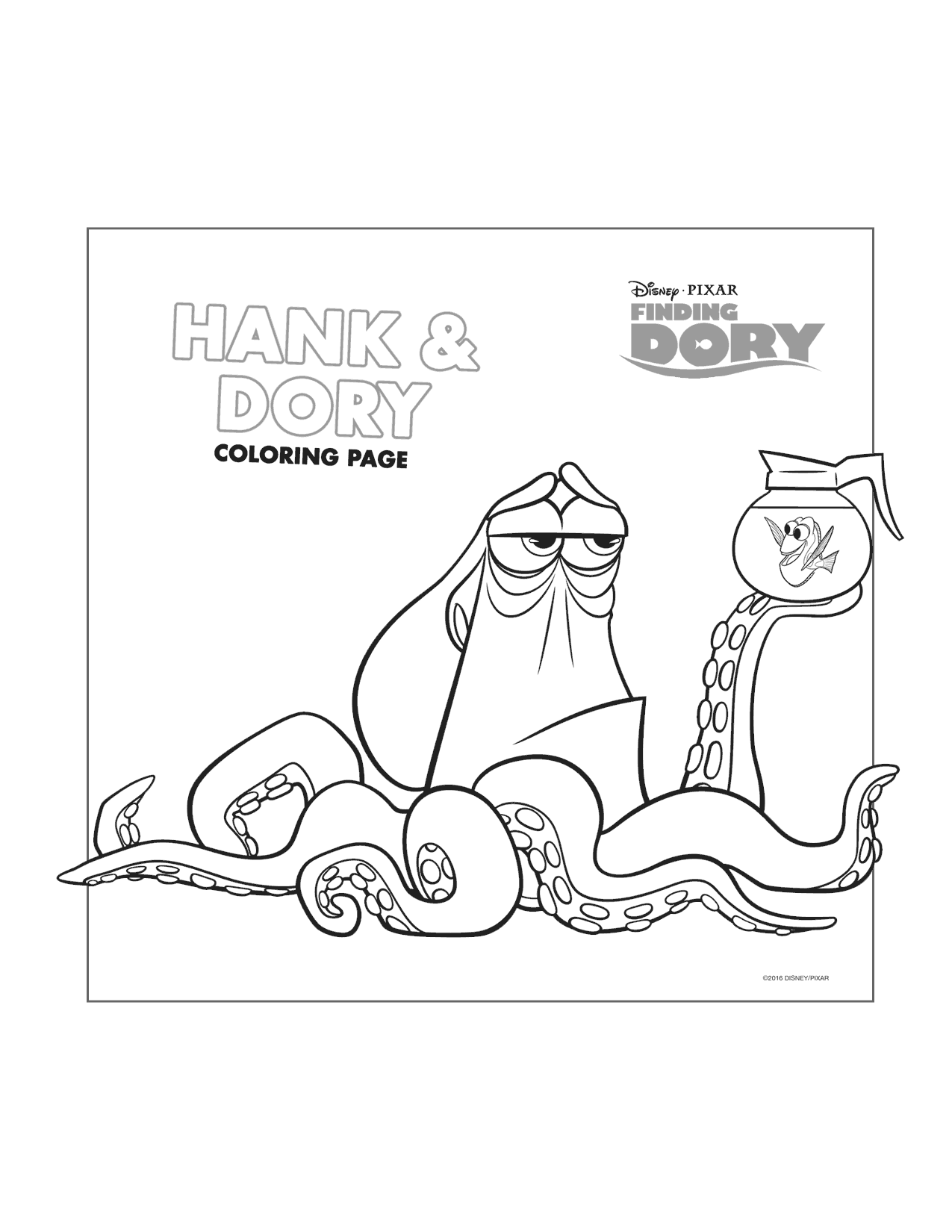 Hank Helps Dory Coloring Page
