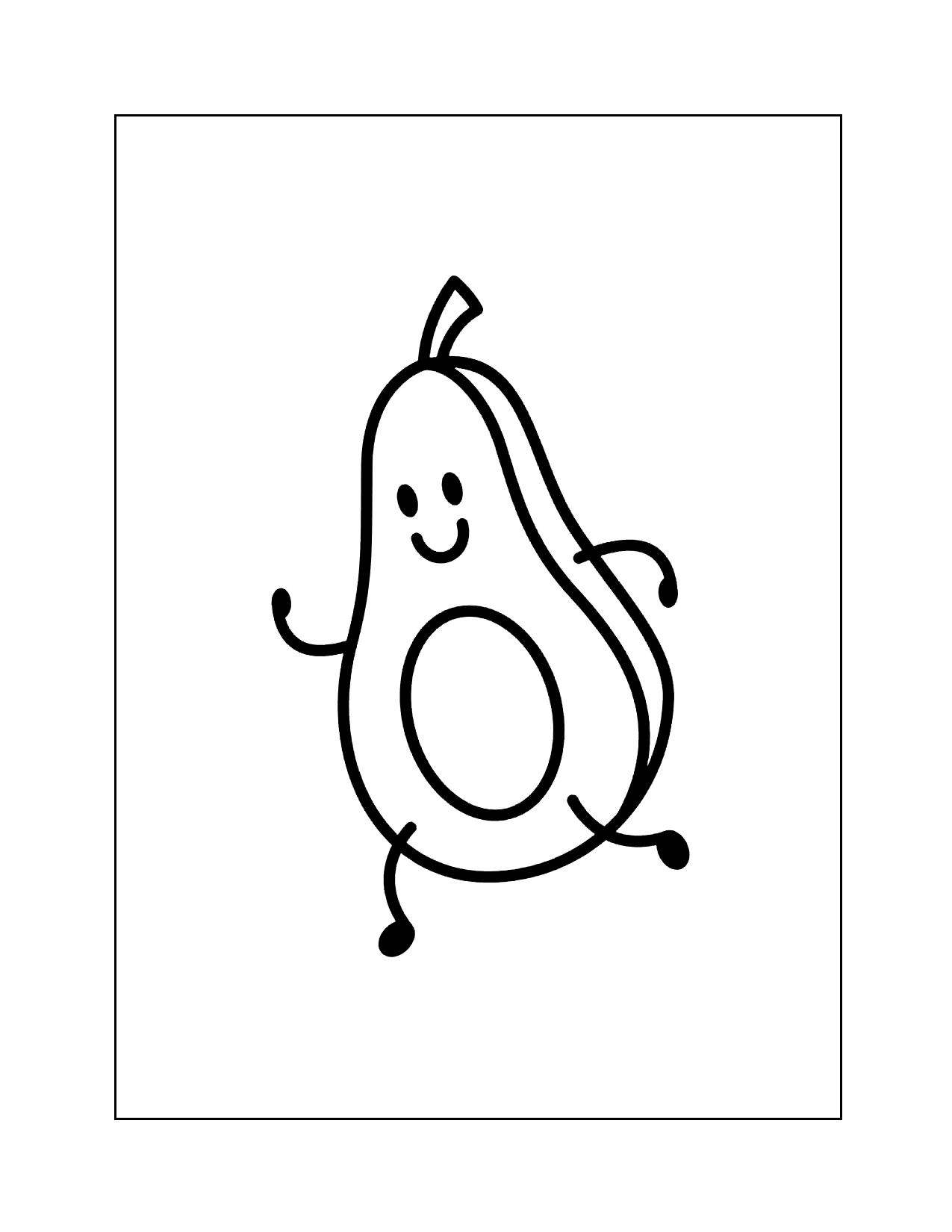 Happy Avocado Cartoon Coloring Page