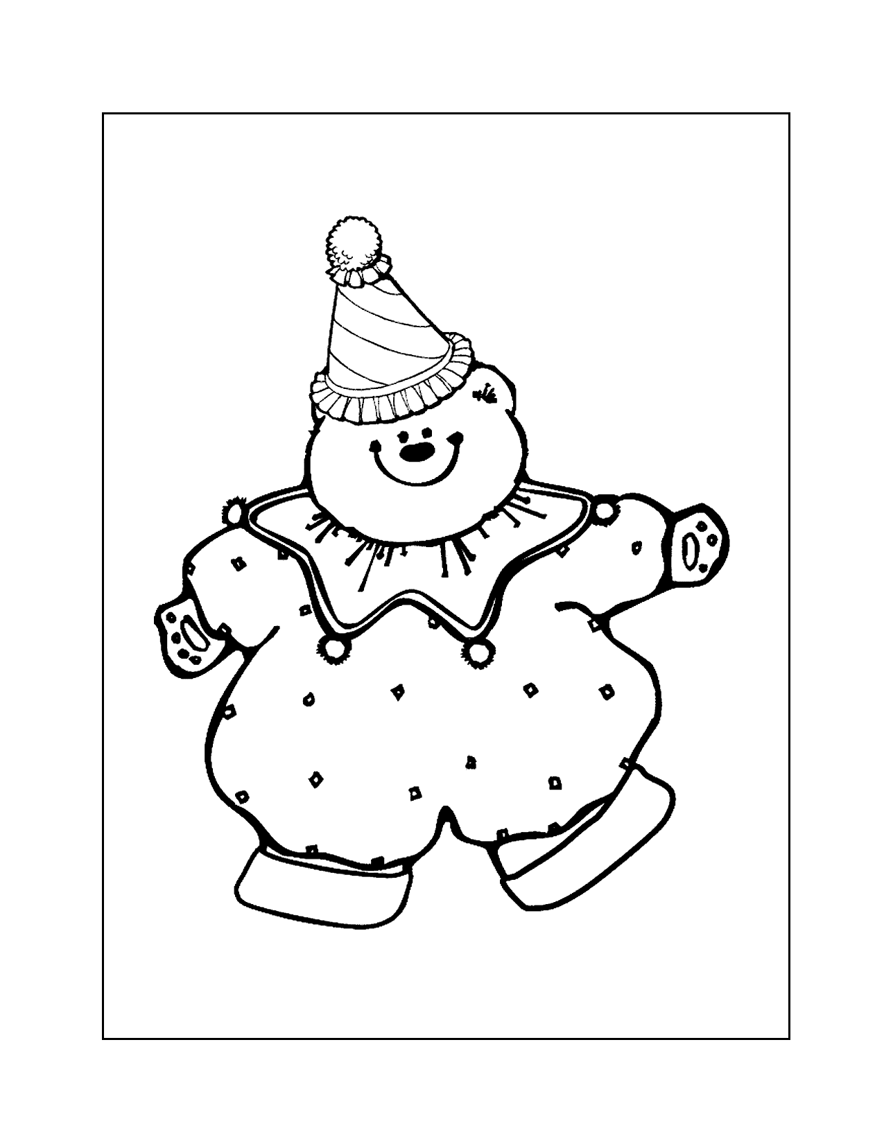 Happy Bear Clown Coloring Page